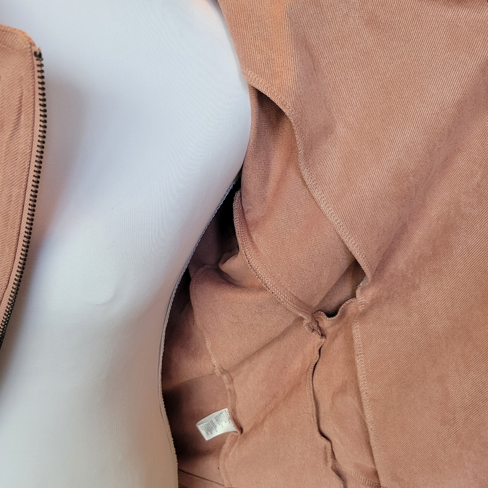 Paper Crane Pink Faux Suede Moto Style Zip Up Jacket - Picture 8 of 11